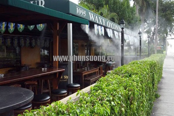 Hệ thống phun sương Hawin được sử dụng ở quán café tại Trà Vinh